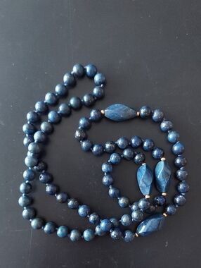 1970s Navy Blue Lapis Continuous Necklace - Gorgeous & Pristine!